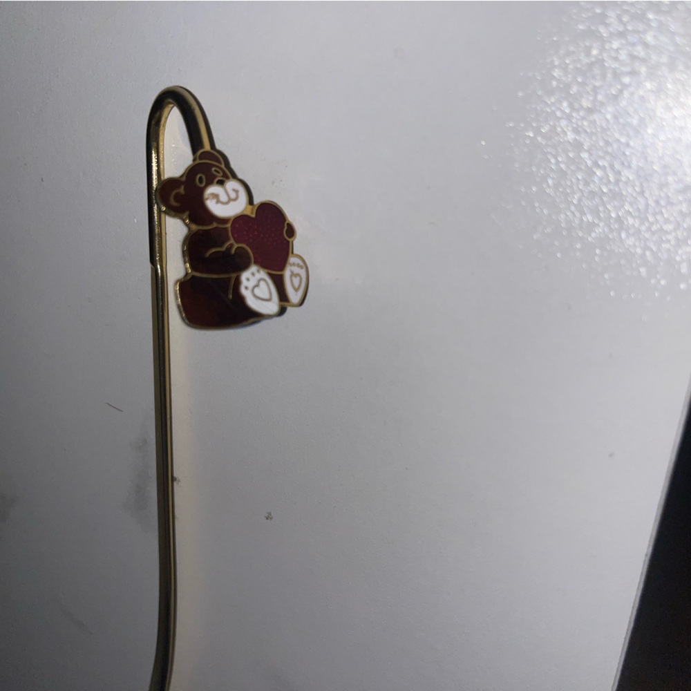 Vintage bear brass and cloisonné bookmark